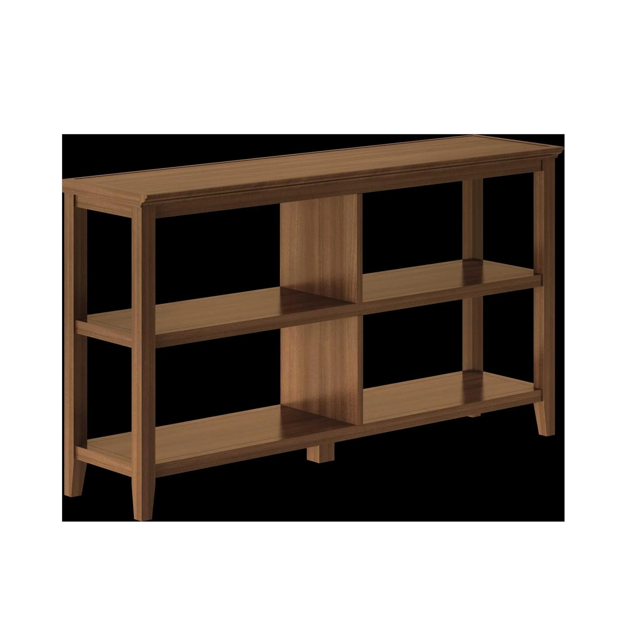 Solid Wood Vertical Double Bookcase with Shelves and Walnut Finish - 13.75” D x 54” W x 30.25” H