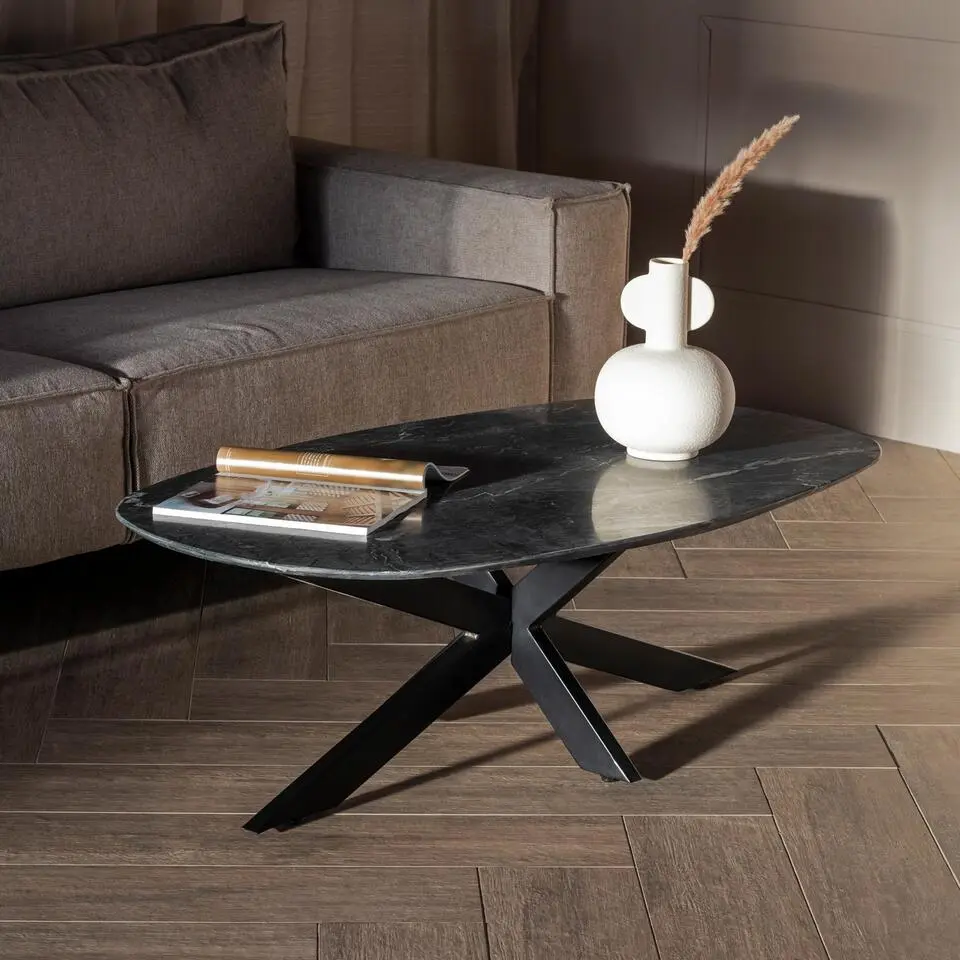 Salontafel Richy Zwart Marmer Deens Ovaal 120cm