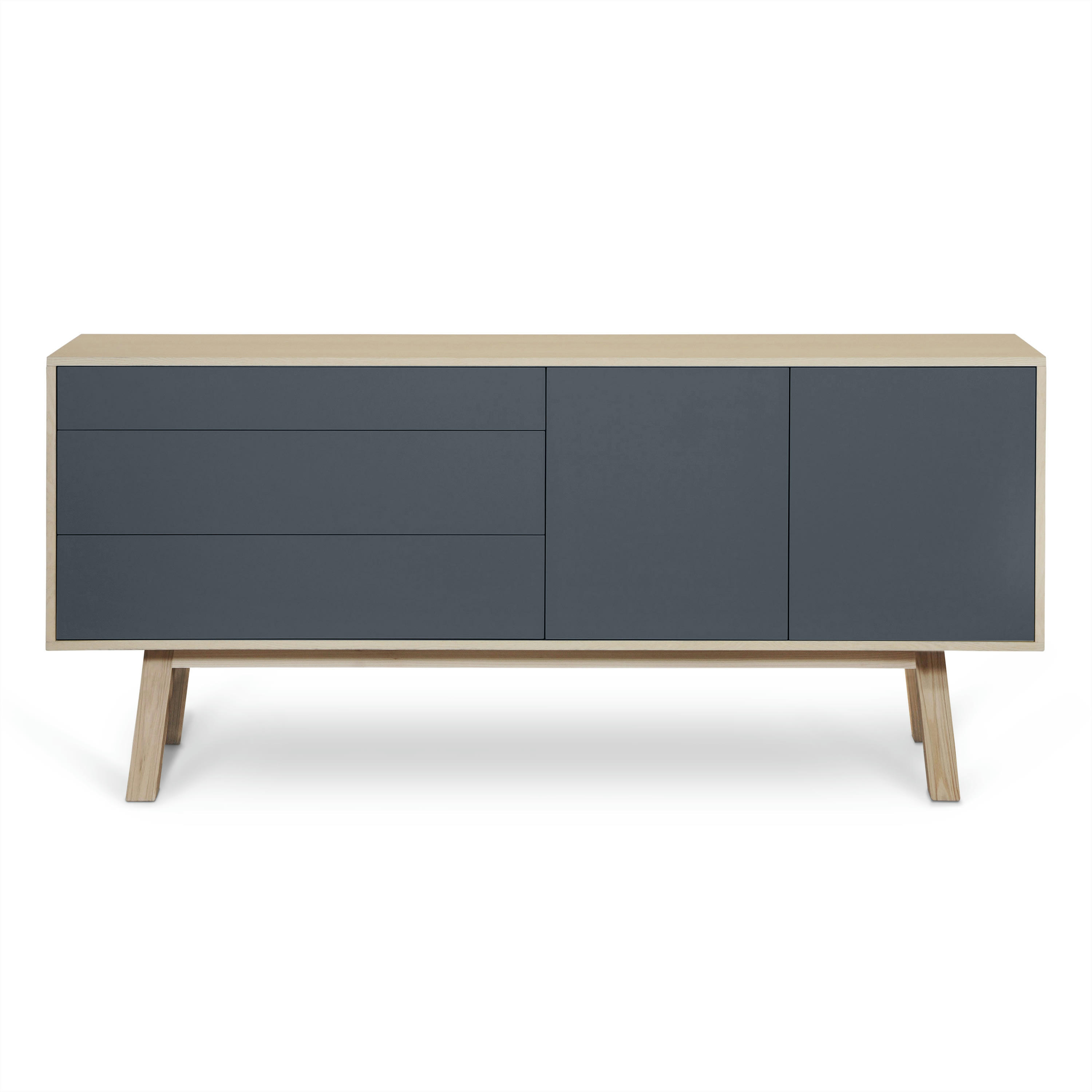 KUBE - Buffet en frêne 2 portes+3 tiroirs 180 cm, hauteur 94 cm