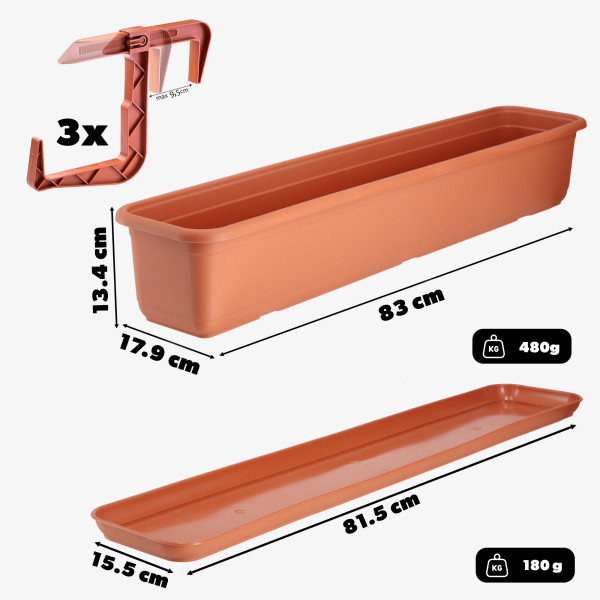 Kadax Skrzynka Balkonowa Doniczka 80cm z Uchwytami