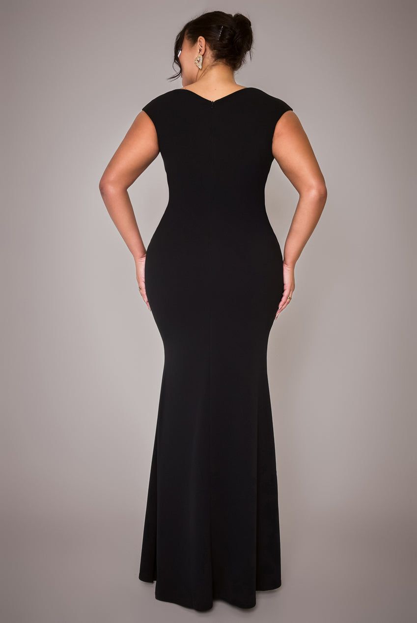 Goddiva Bardot Pleated Maxi Dress