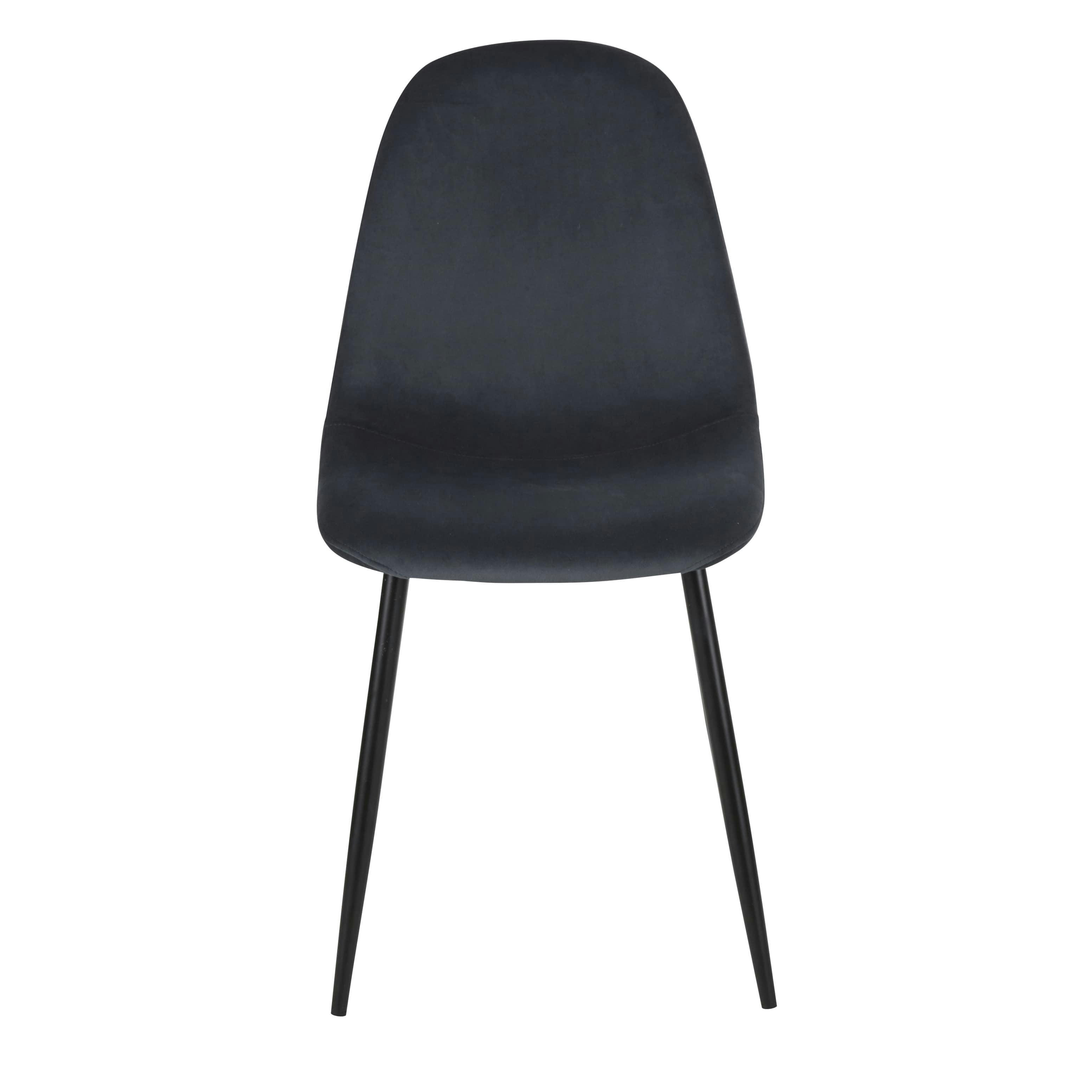 Clyde - Chaise en velours recyclé gris ardoise et pieds en métal noir