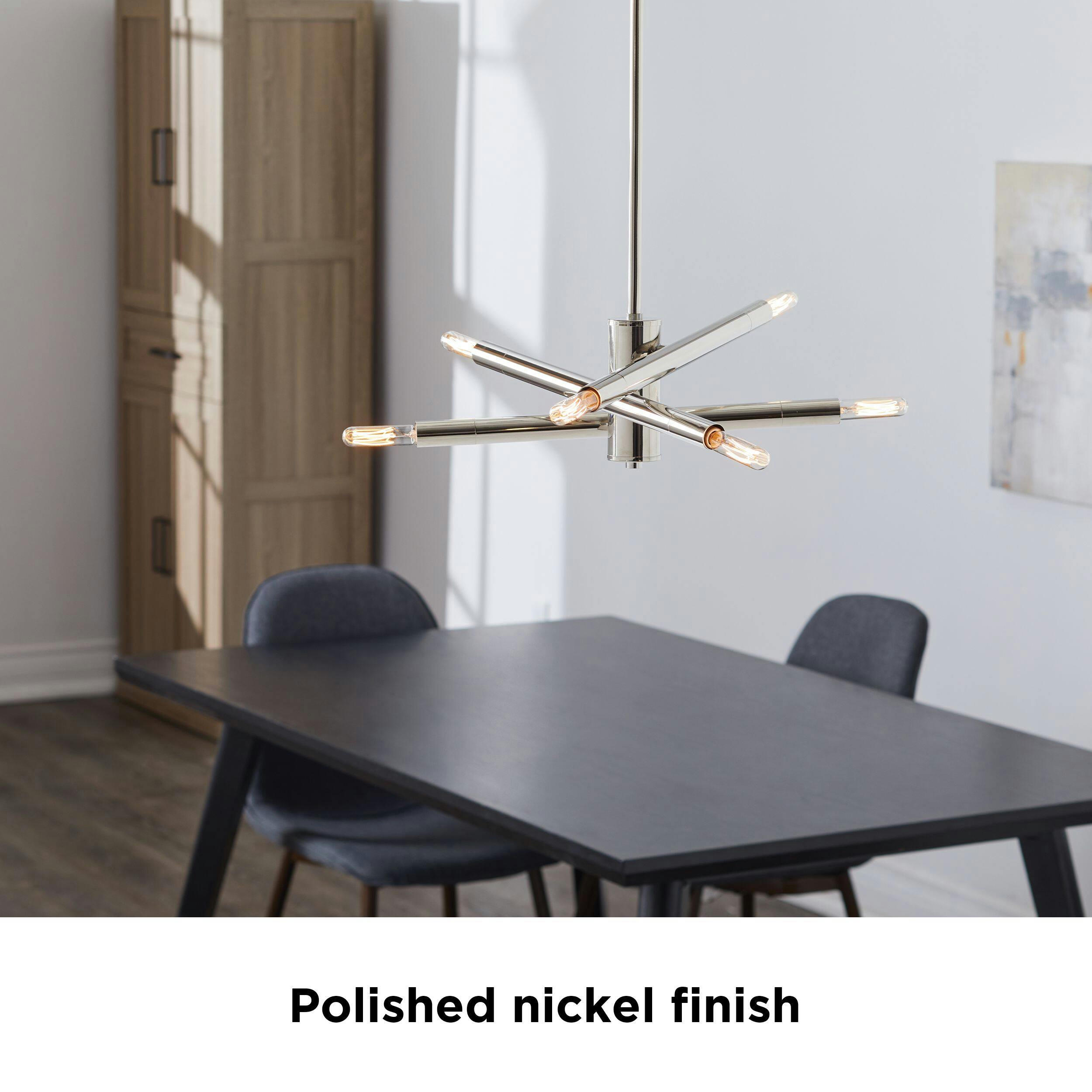 CANVAS Bayside 6-Light Chandelier, Adjustable Height, Polished Nickel