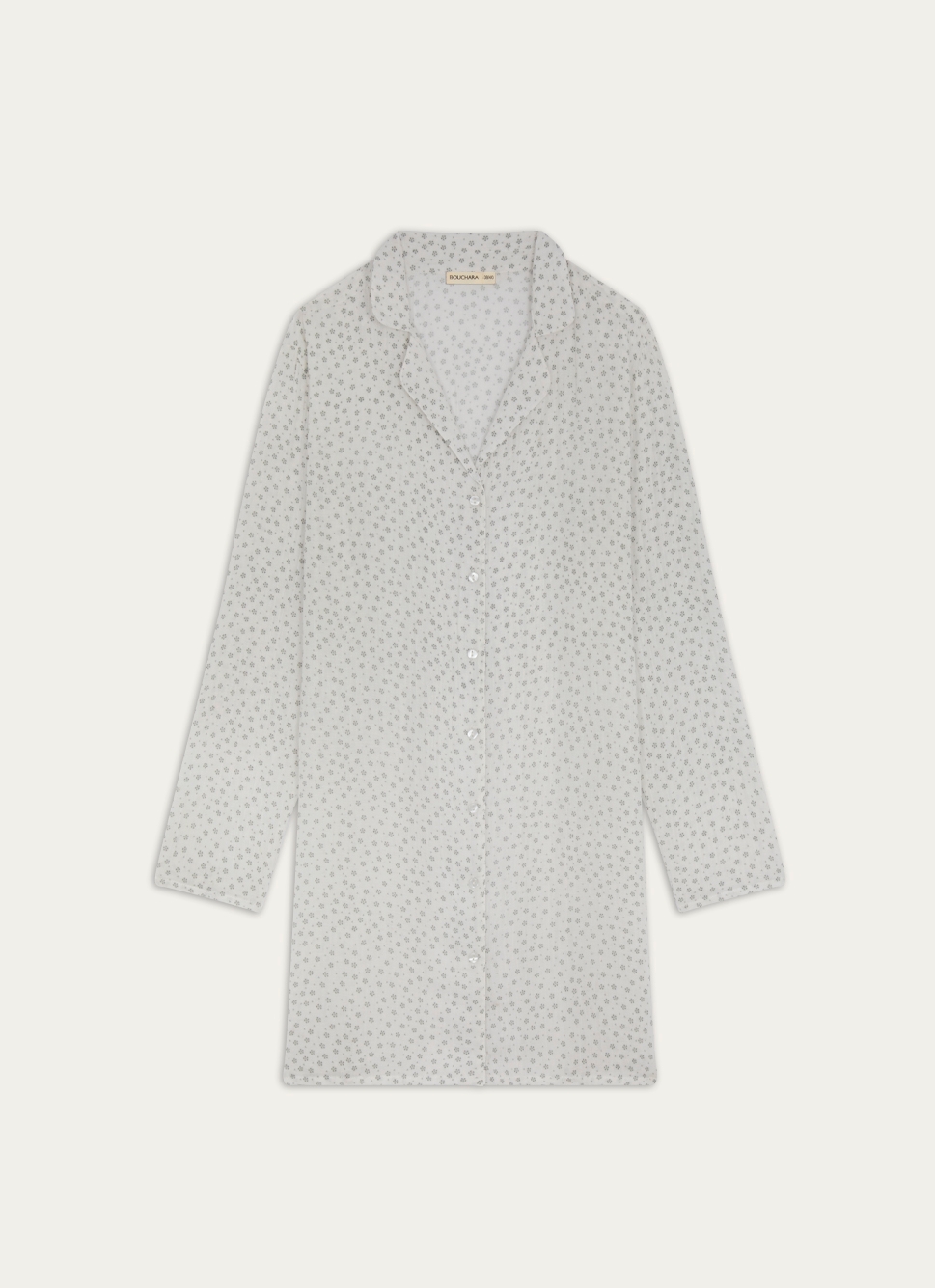 CHEMISE DE NUIT IMPRIMÉE EN GAZE DE COTON FLOCO BLANC
