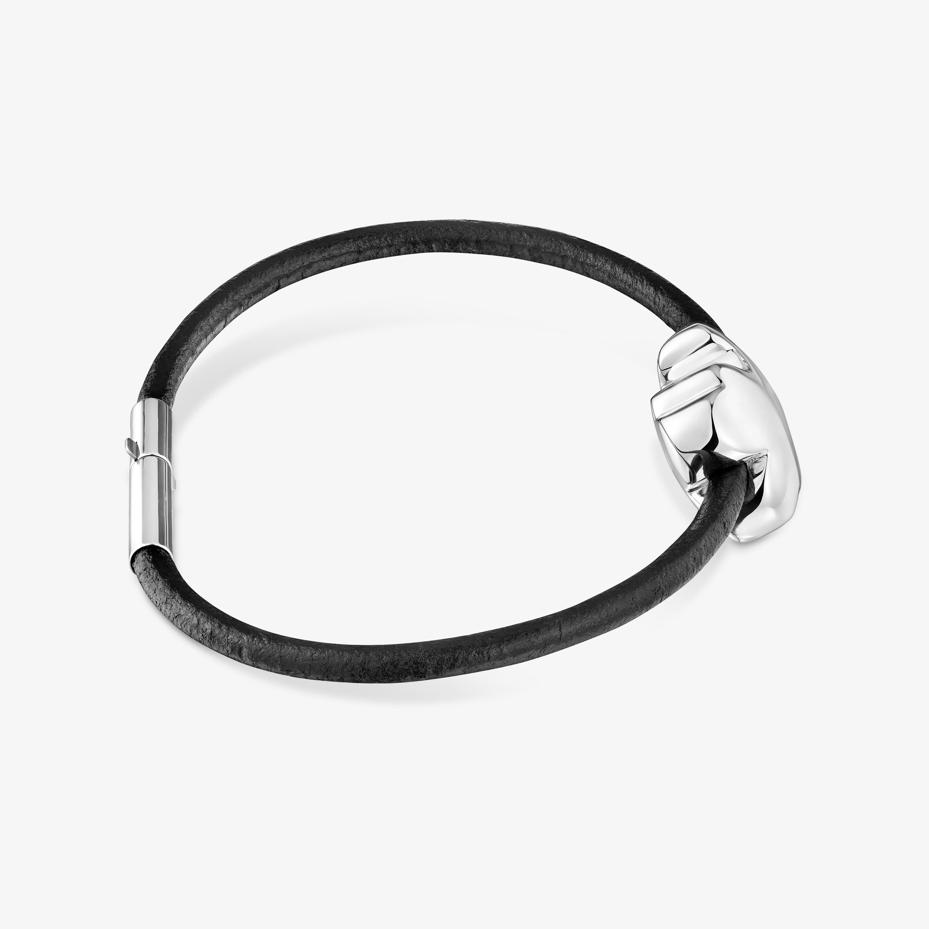 Pulsera oso de plata y caucho 18 mm Bold Motif