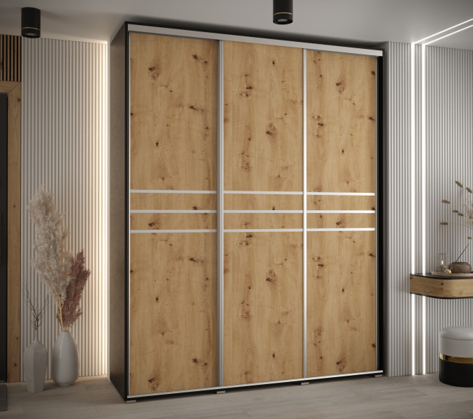 Szafa przesuwna 45 wysoka Davos 10 200 czarny artisan srebrn