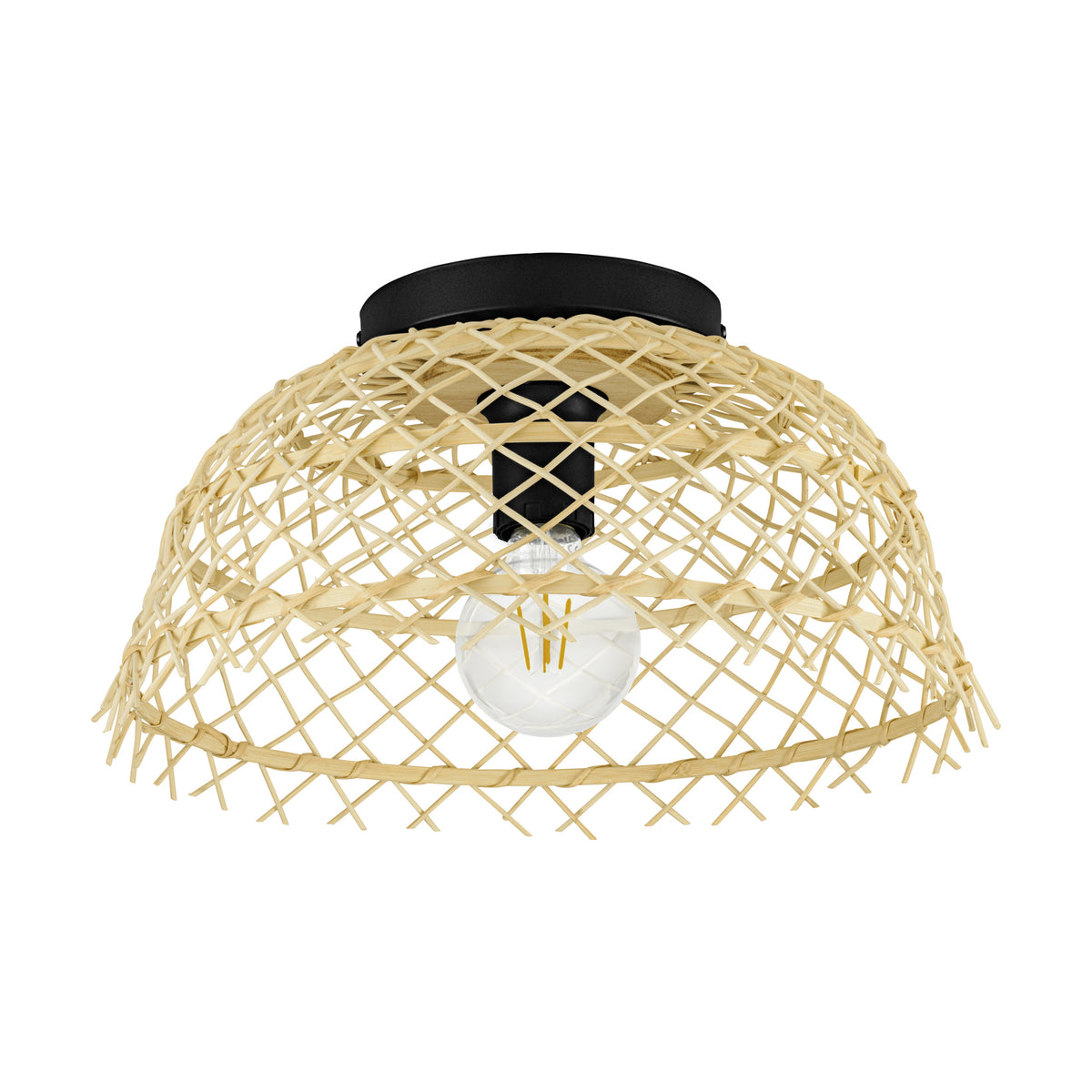 EGLO plafondlamp Ausnby - e27 - ø 37 cm - zwart/hout