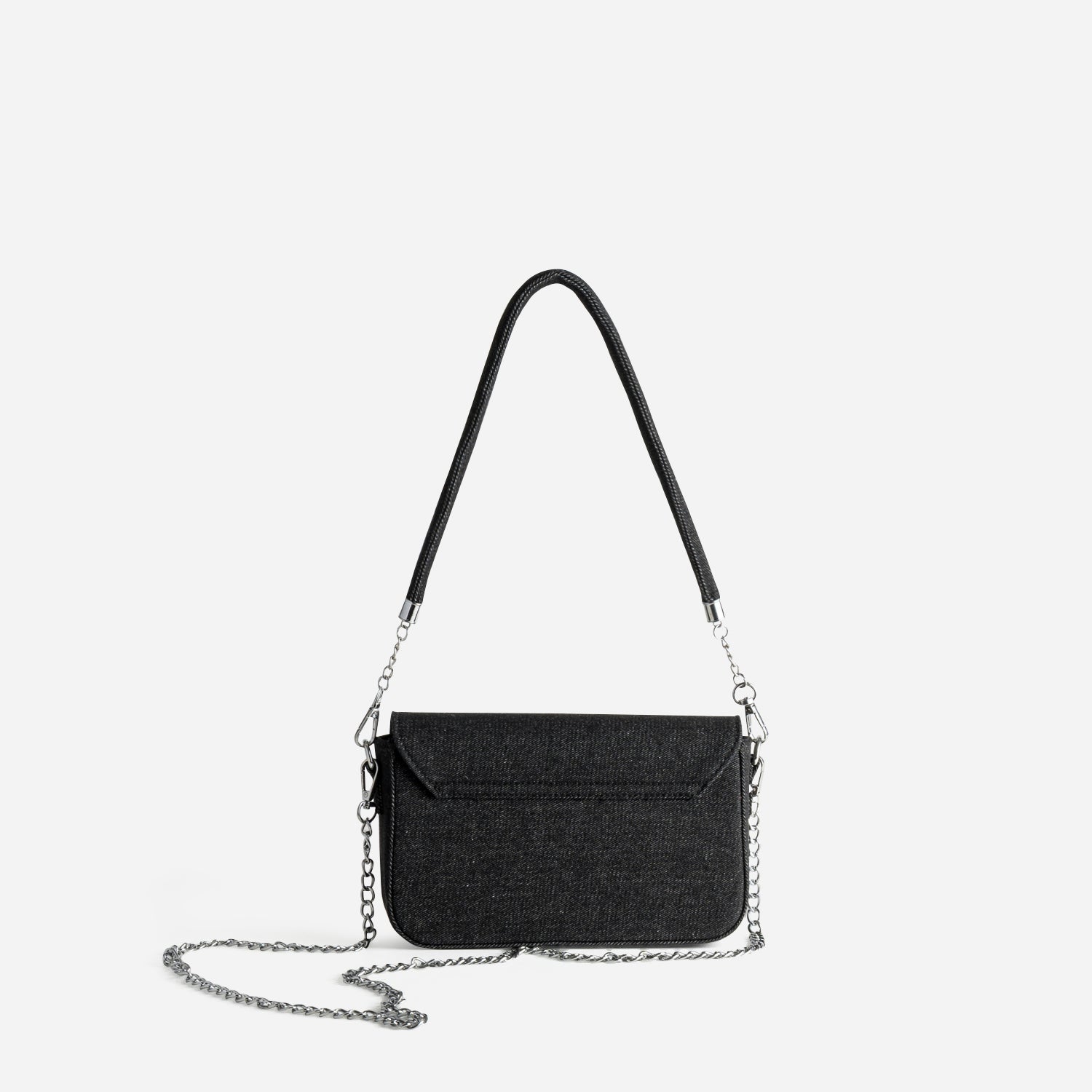 Sac à main noir effet denim