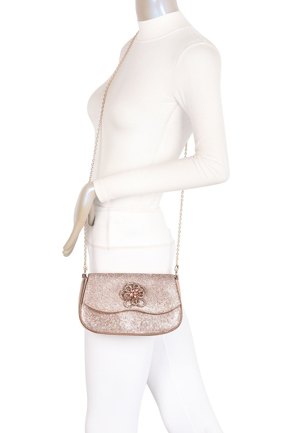 Fontanella Fashion Geraldine Flower Emblem Crossbody Top-Handle Evening Bag