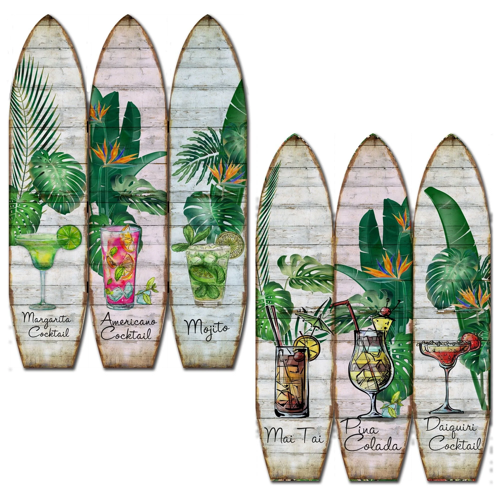 47 x 1 x 71 Multicolor Wood Surfboard Screen