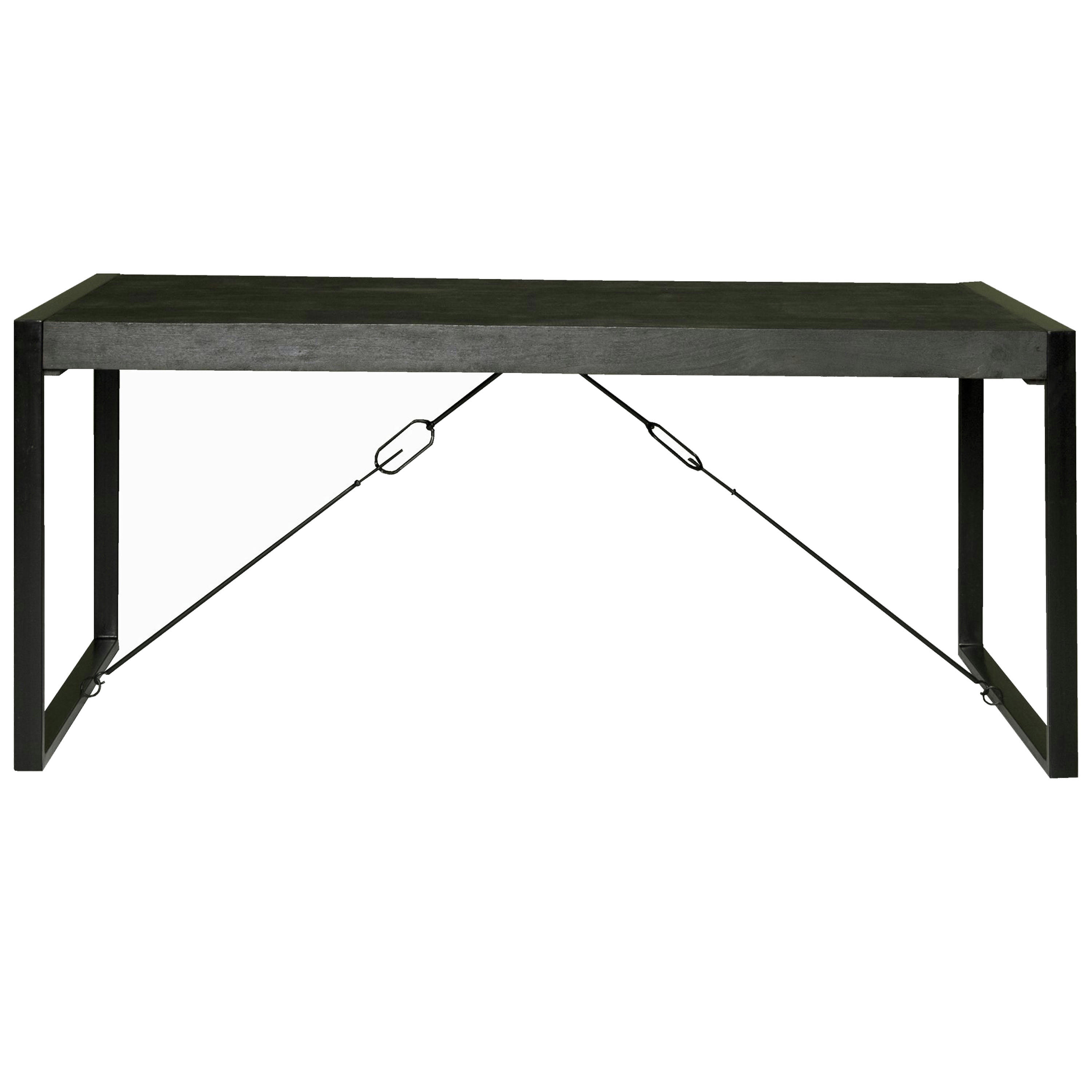 LUZ - LUZ-Table à manger 6 personnes L160, en bois de Manguier noir et métal