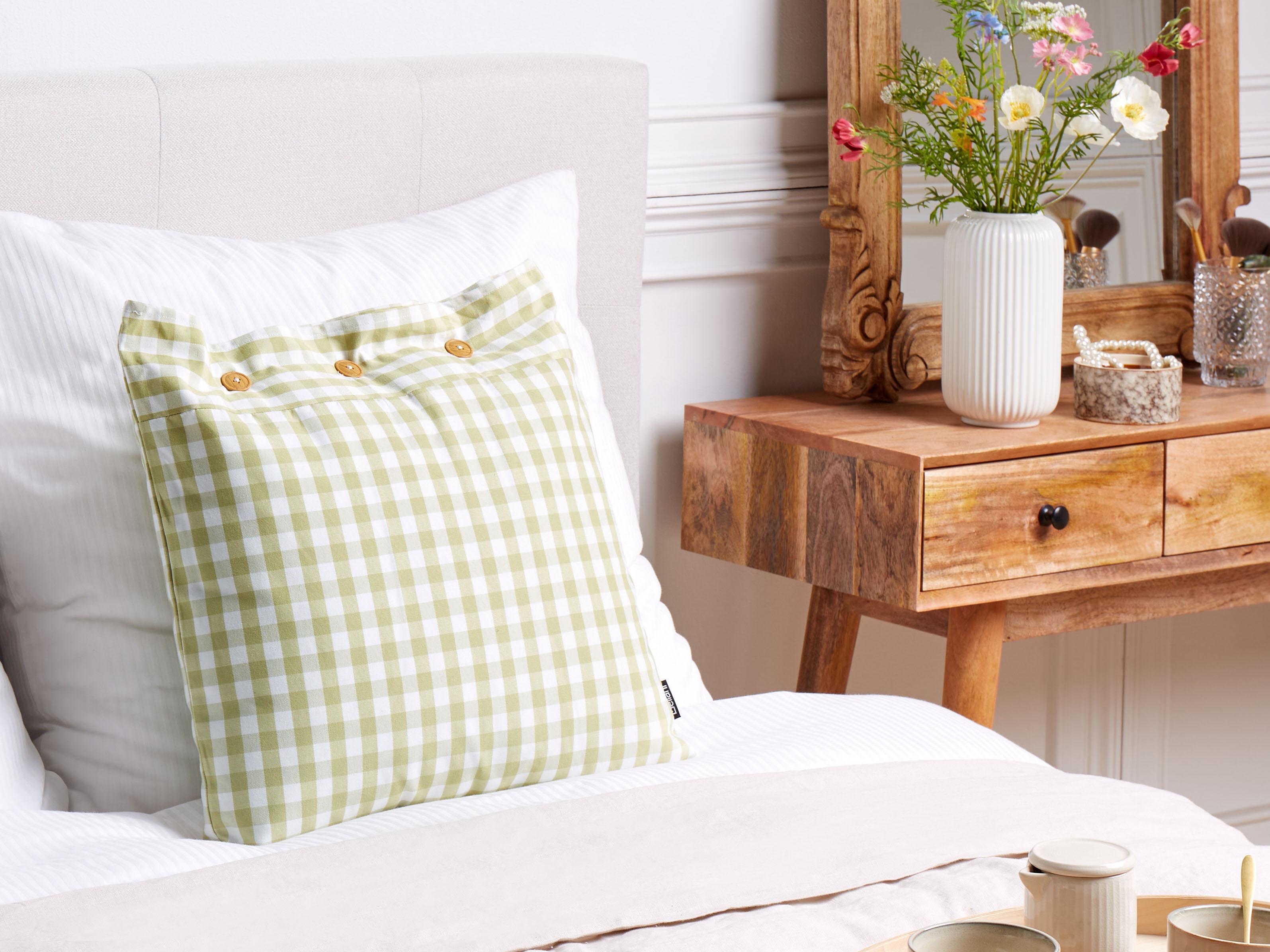 Throw Cushion TALYA 45 x 45 cm Olive Green Checked