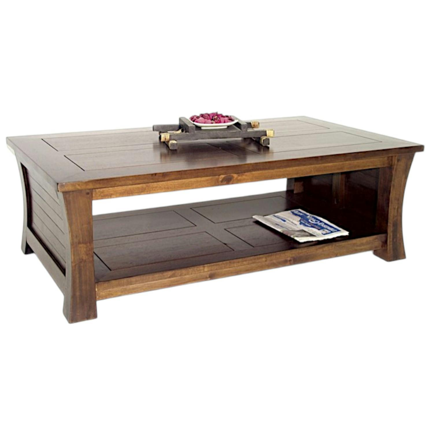 Table basse Hévéa double plateaux 120x70x40cm MAORI
