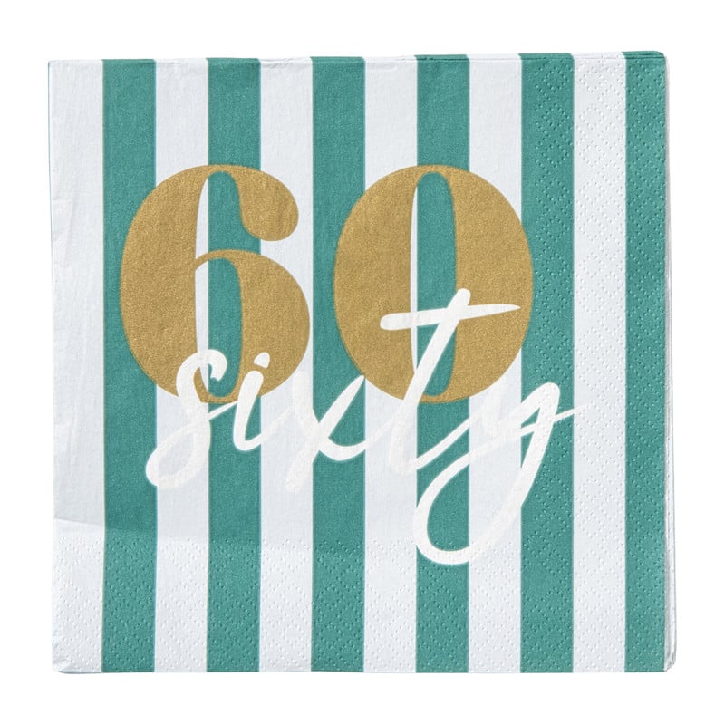 Servetten 60 jaar - groen - set van 20