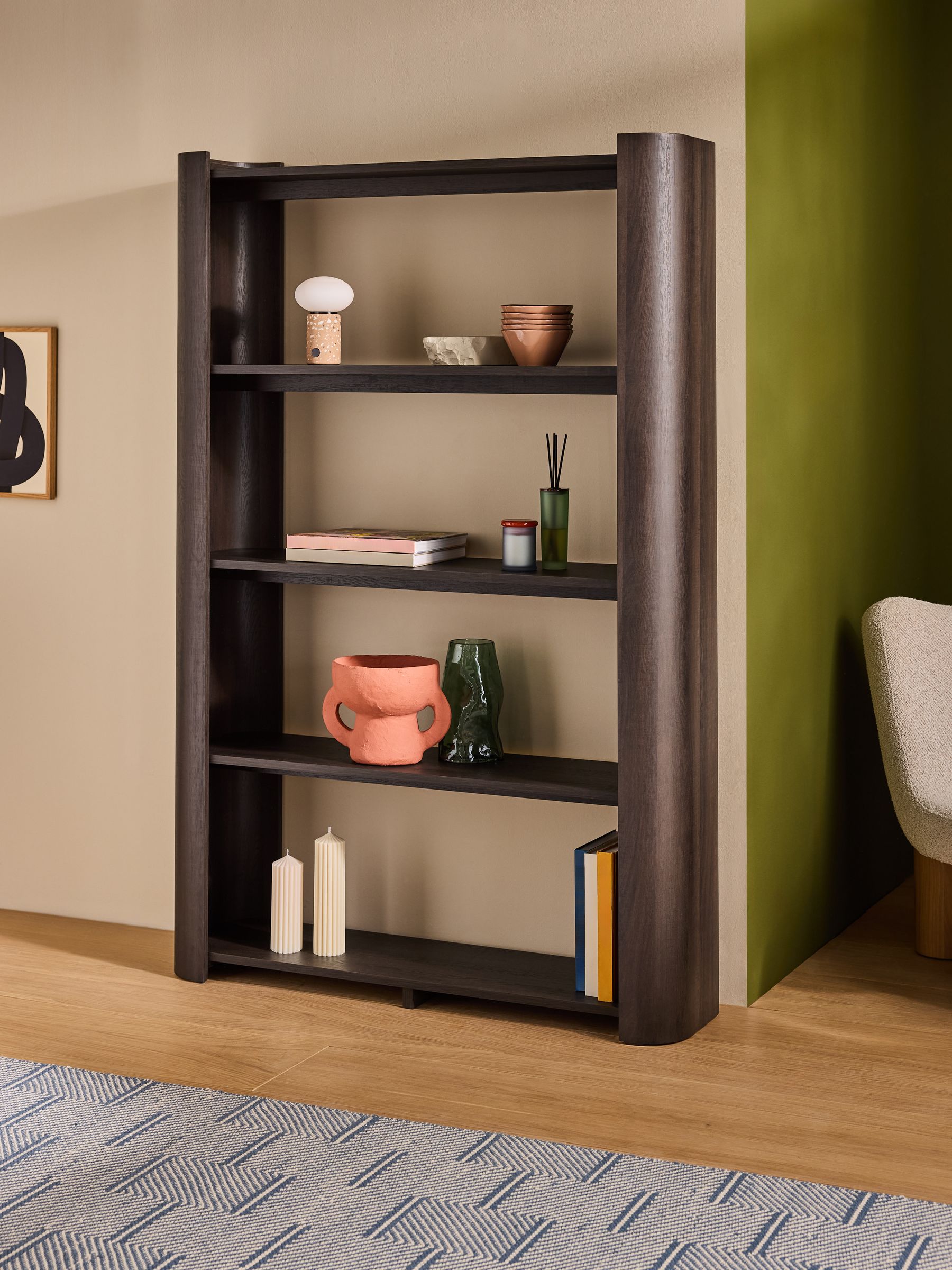 Kain Shelving Unit in Dark Wood Effect