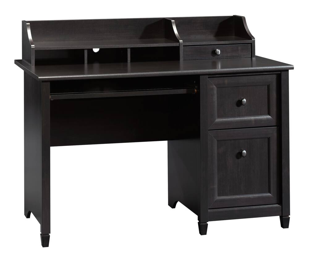 Sauder Edge Water Computer Desk with Hutch, Estate Black