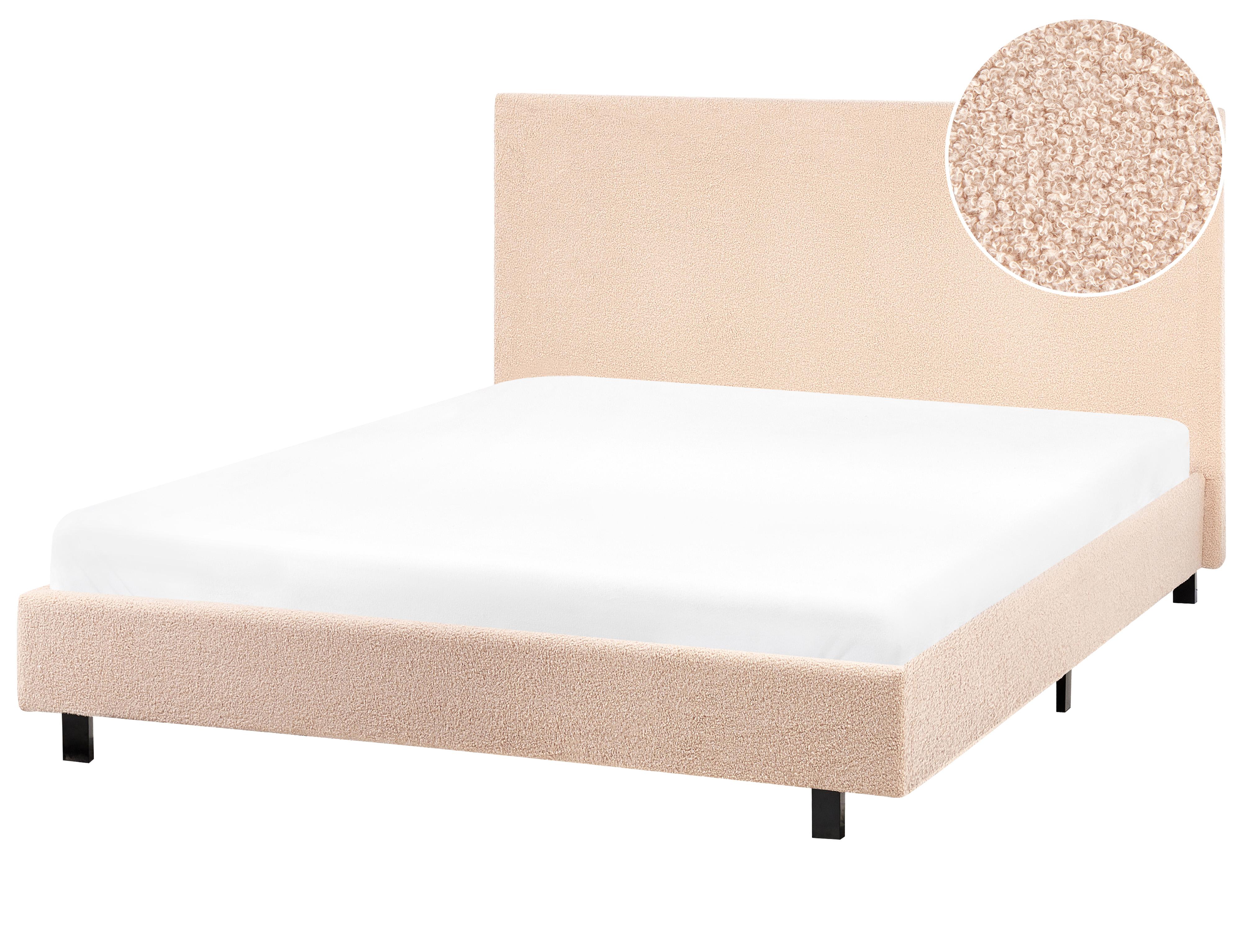 Bed Boucle ALBI 120 x 200 cm (EU Small Double) Beige