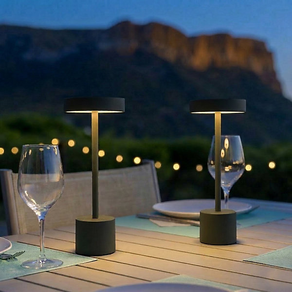 2 Lampe de table sans fil ROBY Gris H30cm