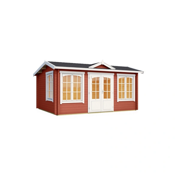Blockbohlenhaus »Windsor«, BxHxT: 440 x 239,4 x 340,2 cm (Außenmaß inkl. Dachüberstand), rot