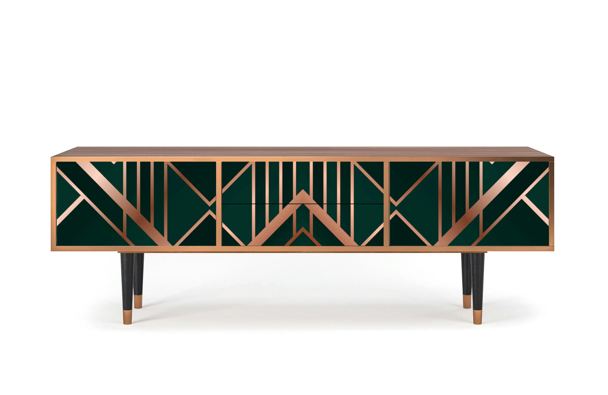 EMERALD GATSBY - Meuble TV  vert 2 tiroirs et 2 portes L 170 cm