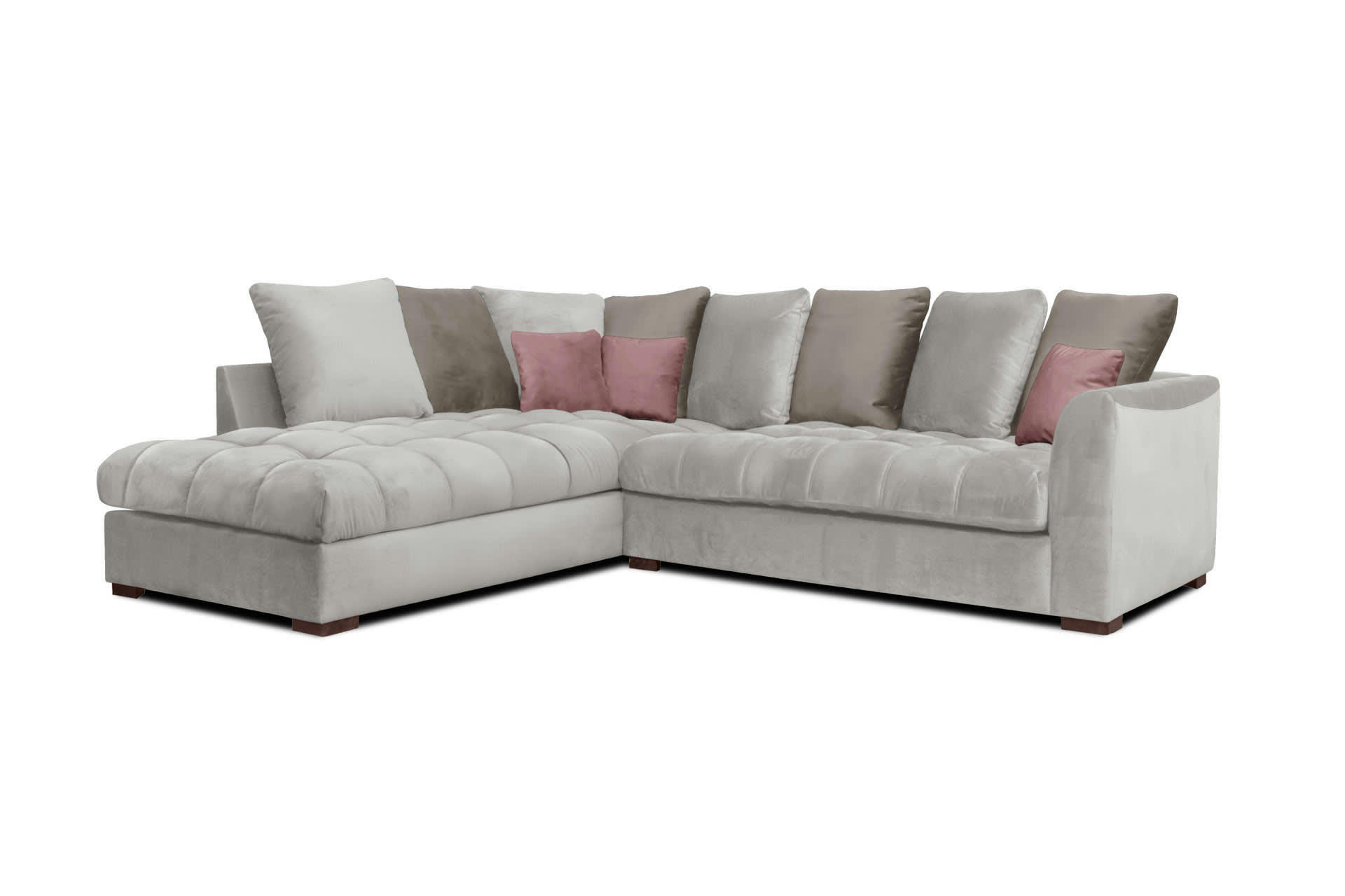 BARDI - Canapé d'angle gauche 5 places tissu gris clair