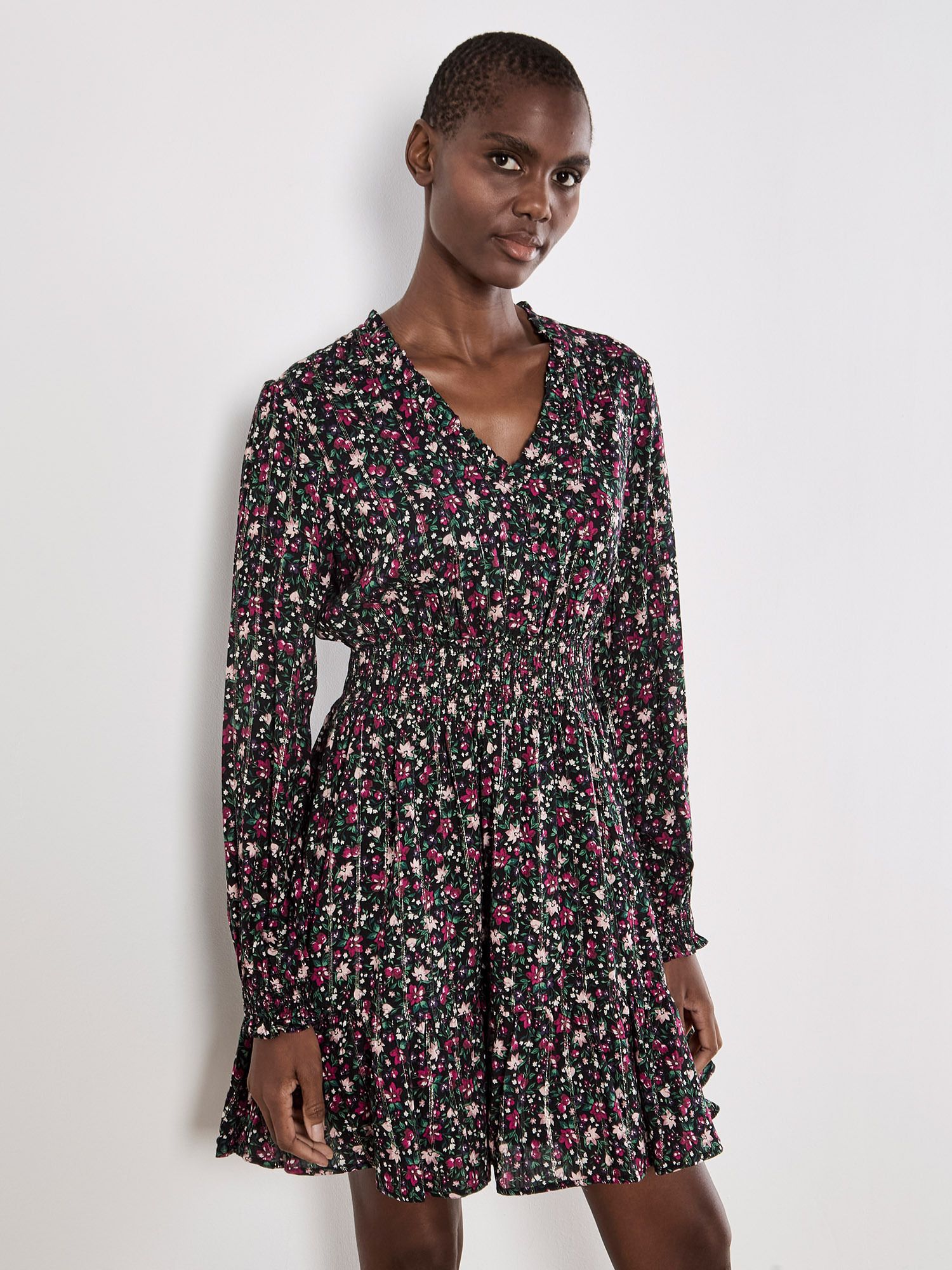 Apricot Ditsy Floral Shimmer Mini Dress