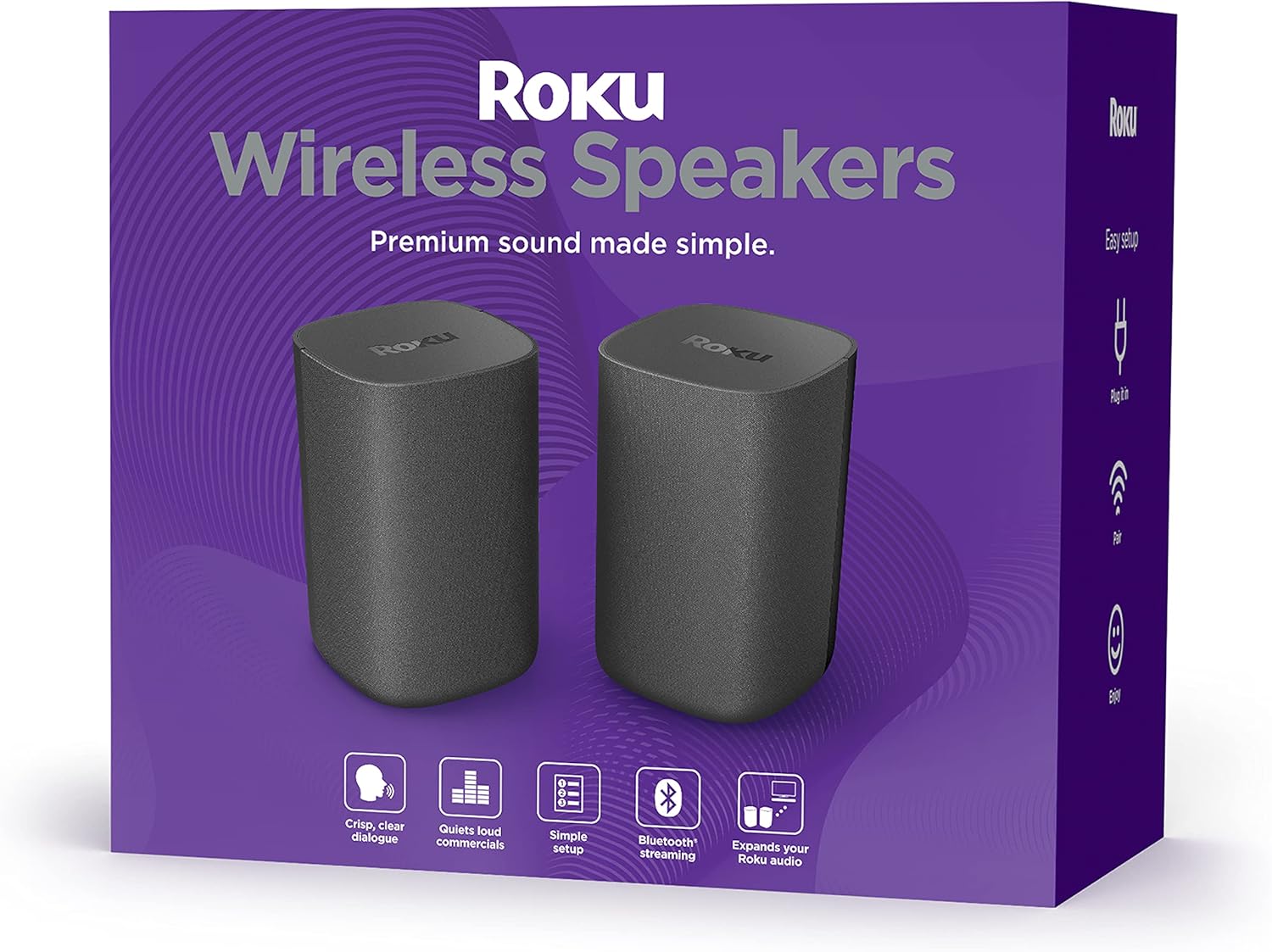 Roku Wireless Speakers - Set of 2 (Pack of 1) - Compatible with Roku TV  Streambar  and Streambar Pro (SE is not compatible)