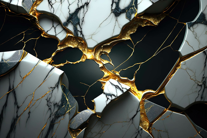 Fototapeta Ścienna Czarno-biały Marmur Efekt 3D 90x60cm