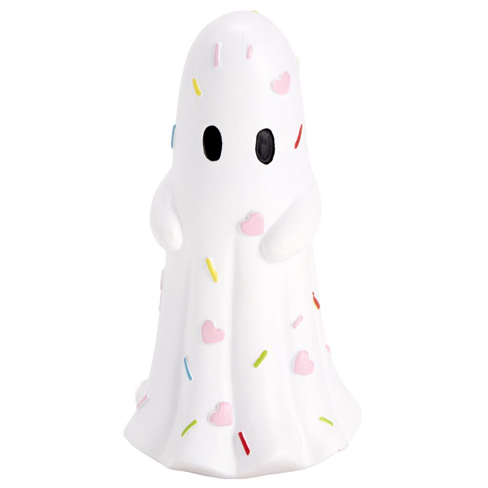 Fantôme Halloween décoratif résine blanc et rose pastel Ø8x15cm (3 modèles)