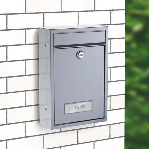 Briefkasten, eckig, Stahl, silberfarben