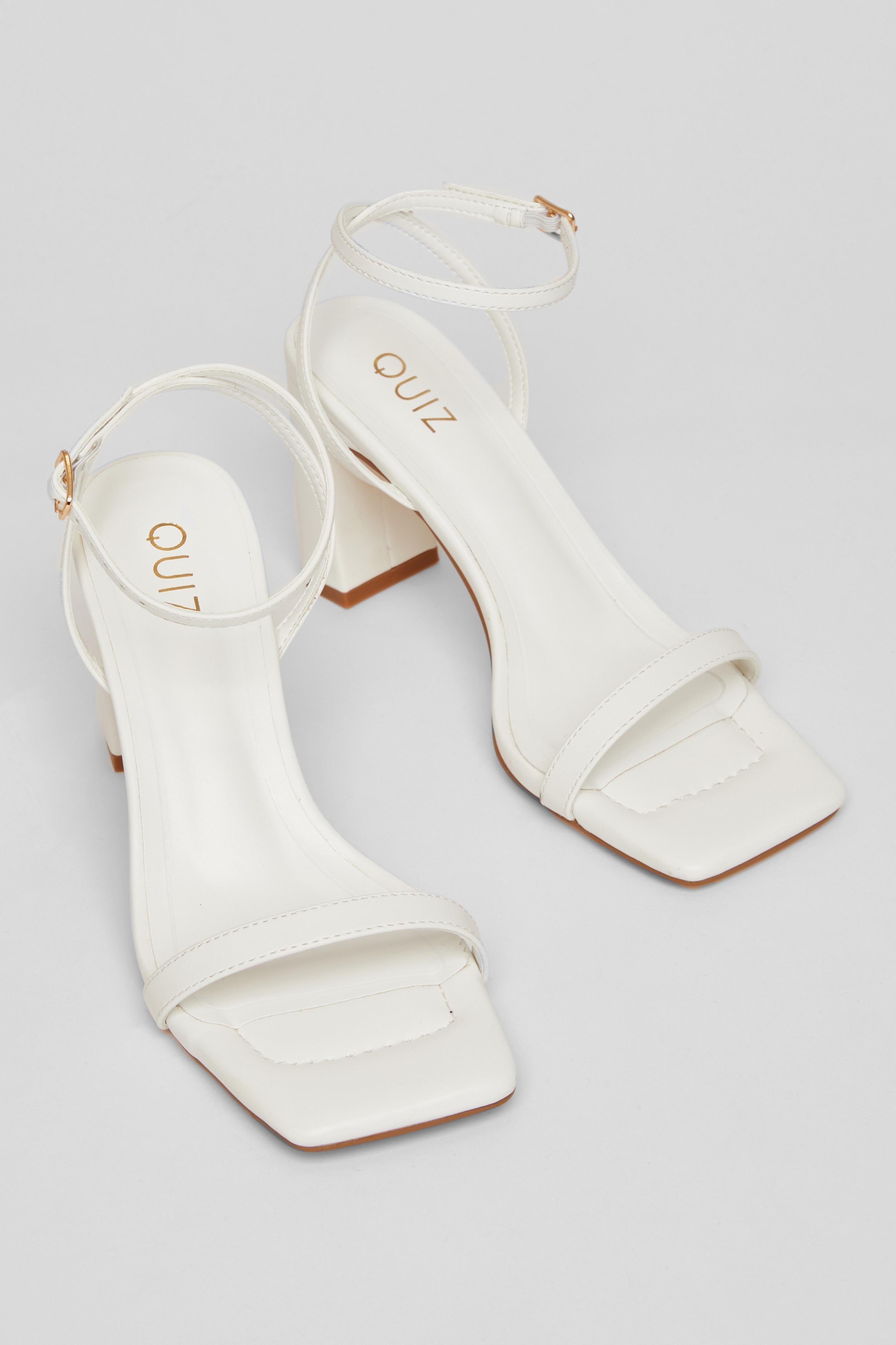 Quiz White Barely There Block Heels