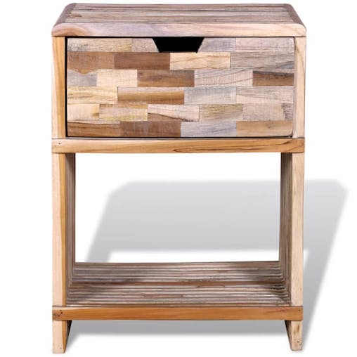NNEVL Nightstand with Drawer Reclaimed Teak Wood