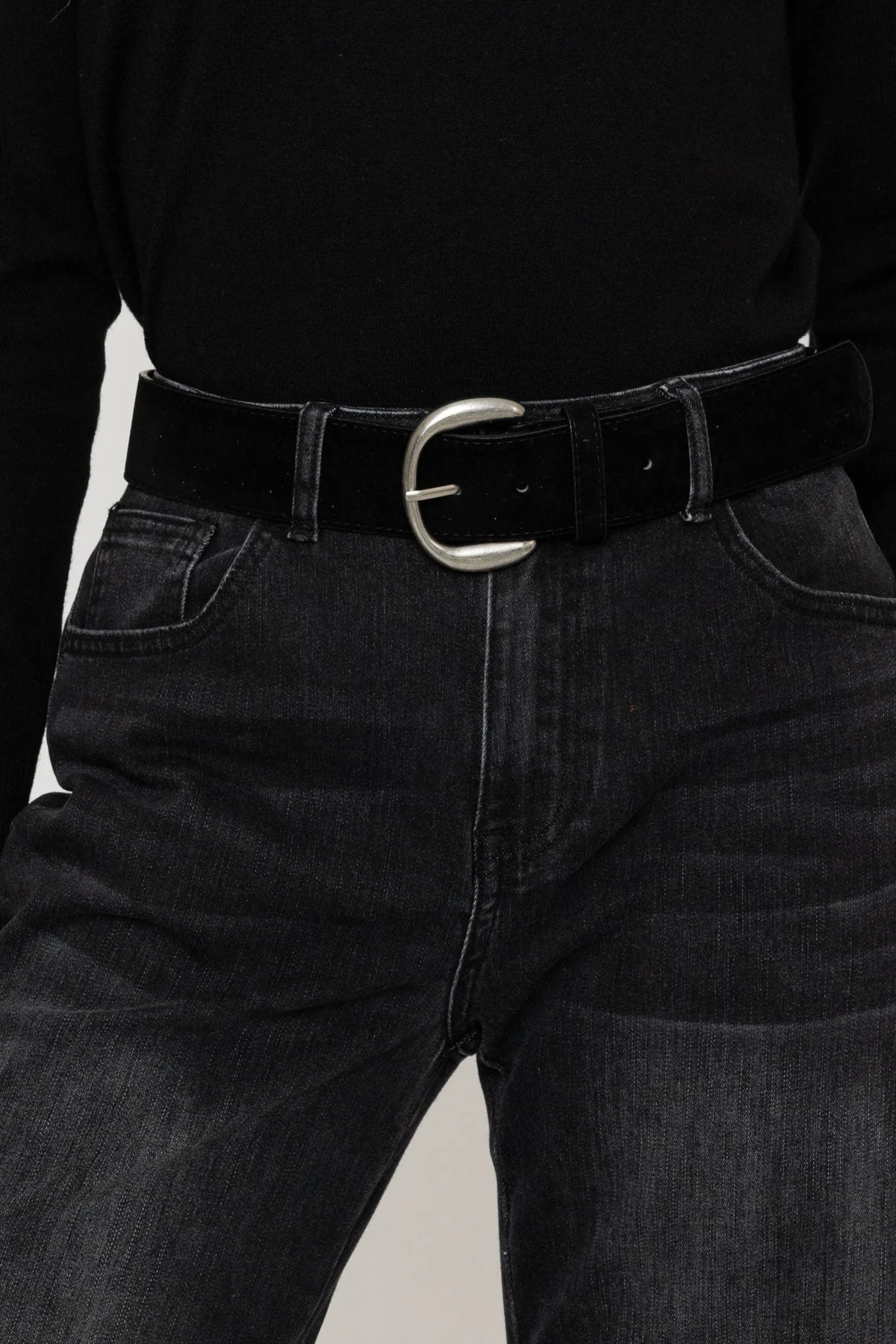 Black Faux Suede Belt