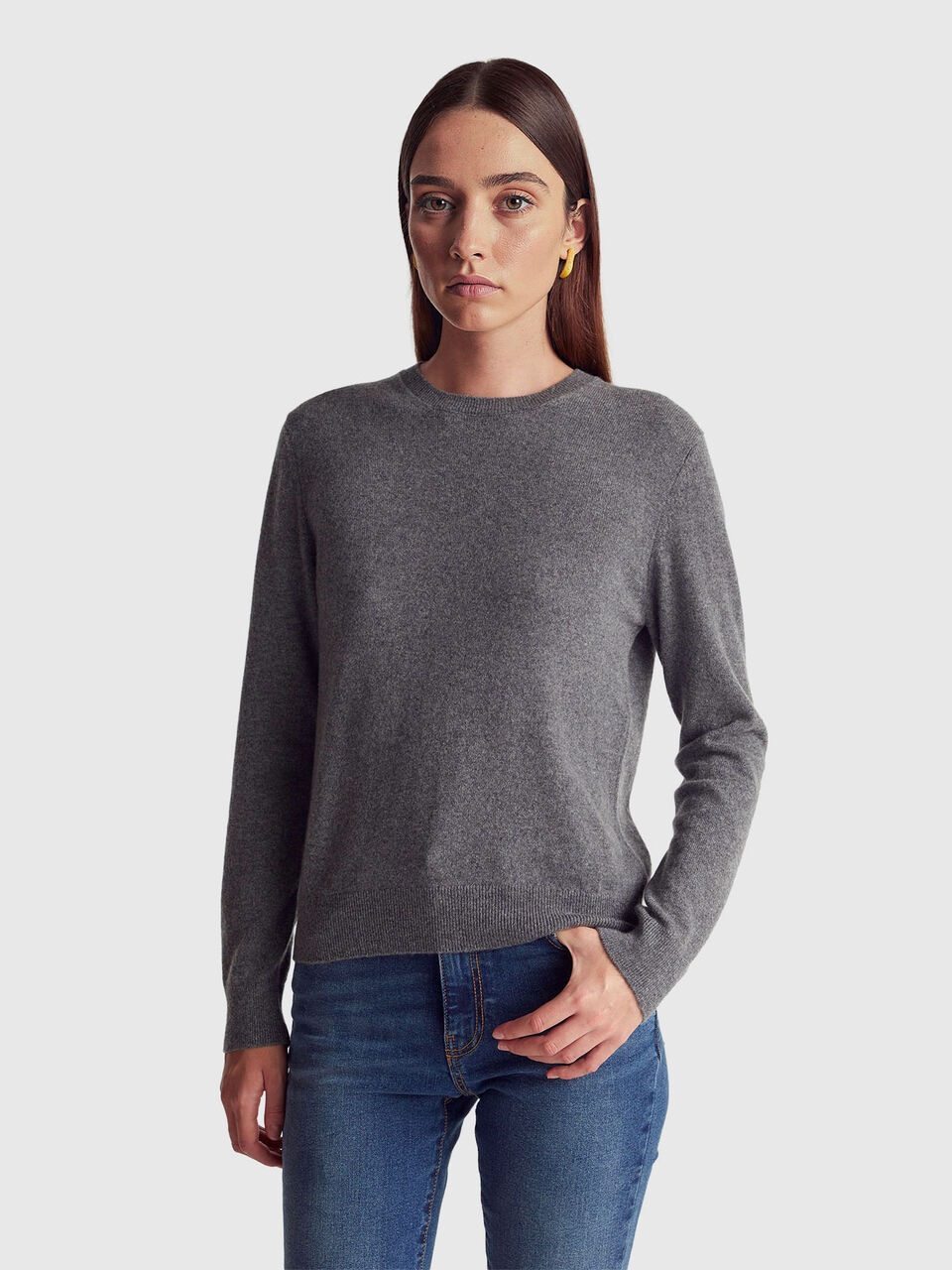 Dark gray sweater in pure cashmere