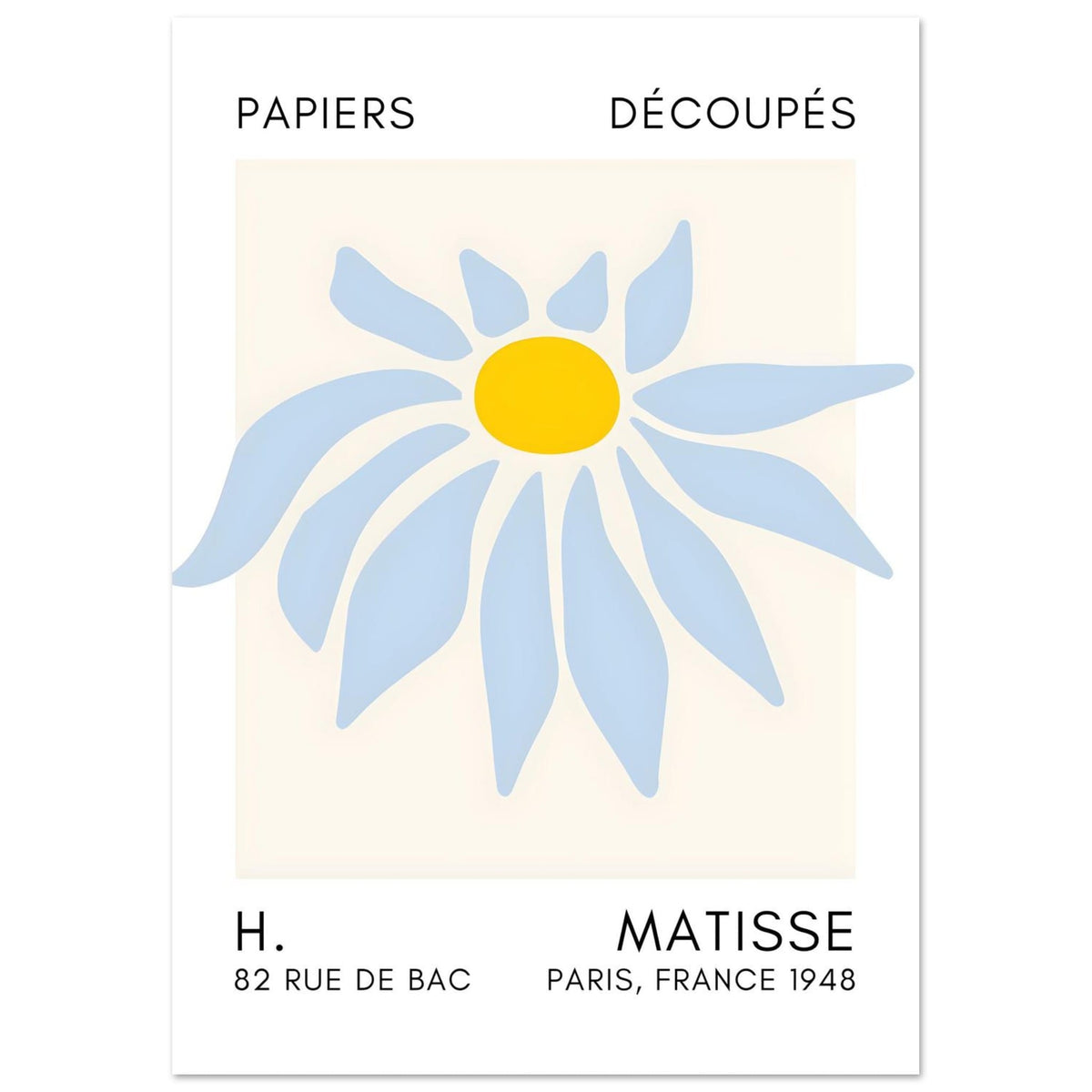 Artfulprints Poster Matisse – Deep sea dance light blue  - A4 21x29.7 cm - Blauw