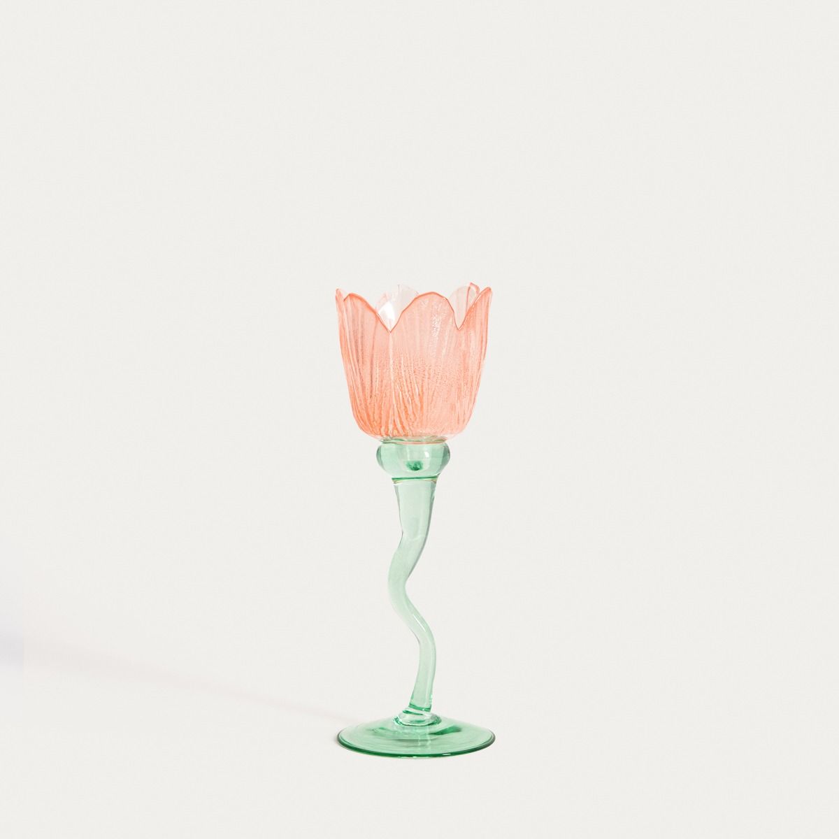 Świecznik DALY szklany kwiatek 23,5x8,5 cm