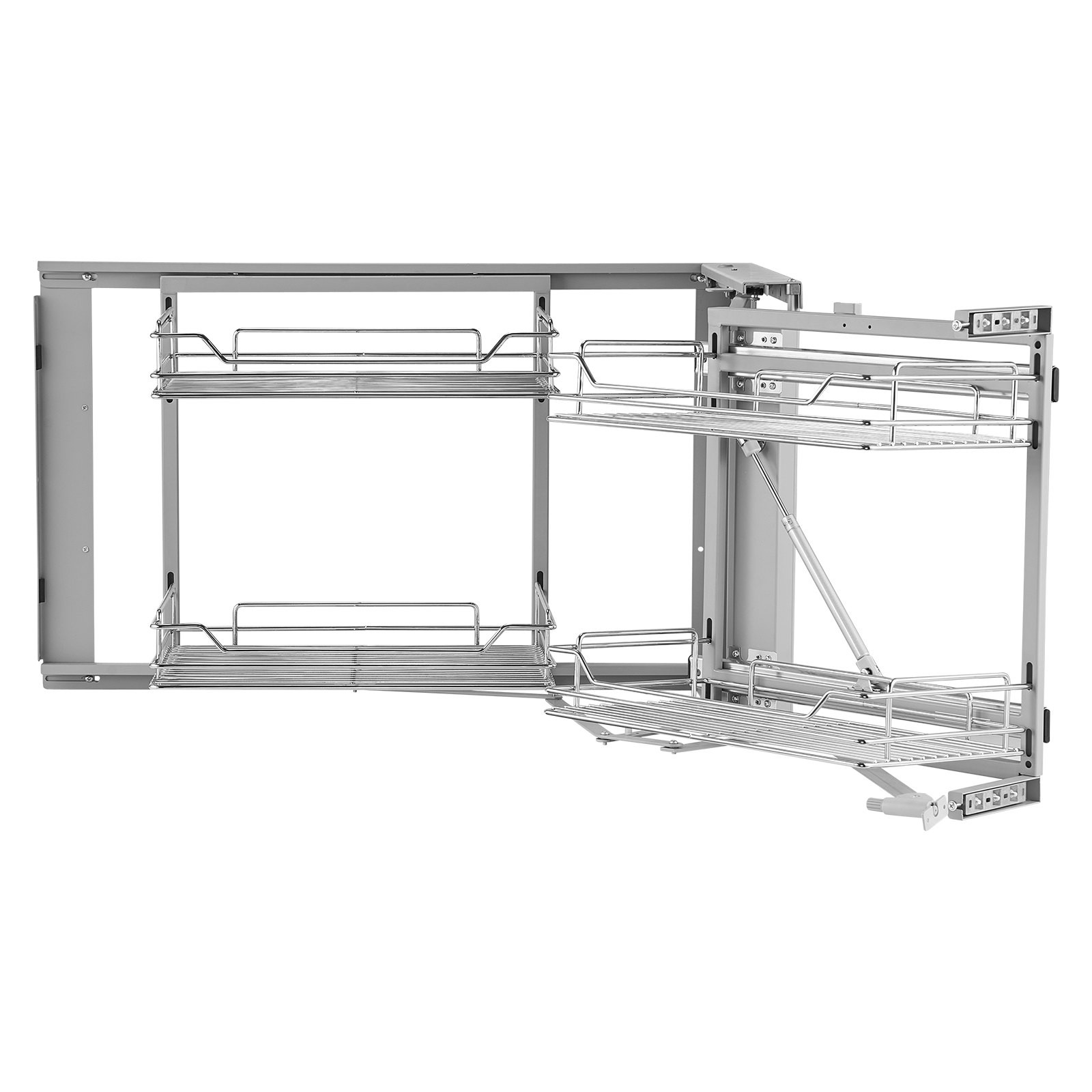Organizer kuchenny narożny 45,7 cm, 2-poziomowy, 4 półki, wysuwany, chrom