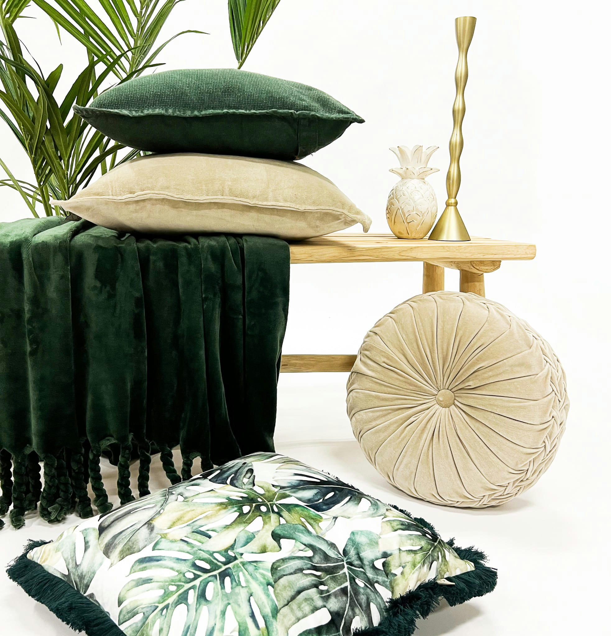 FLORIJN - Plaid vert fleece 150x200 cm uni