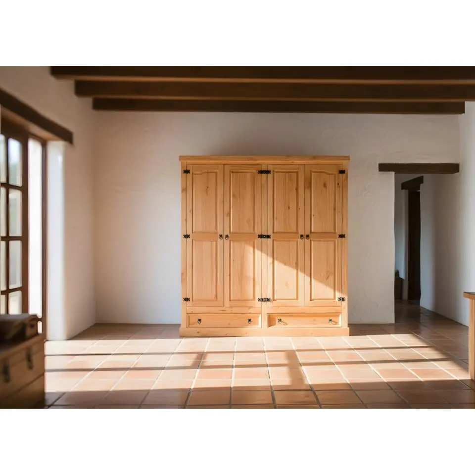 Hioshop New Mexico 4-deurs landelijke kledingkast 194cm breed