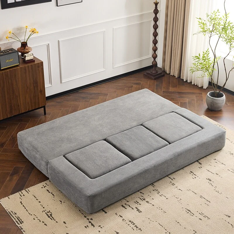 Designs Convertible Sectional Sofa with 3 Storage Ottomans - High-Resilience Foam Sleeper, Space-Saving Chenille Floor Sofa