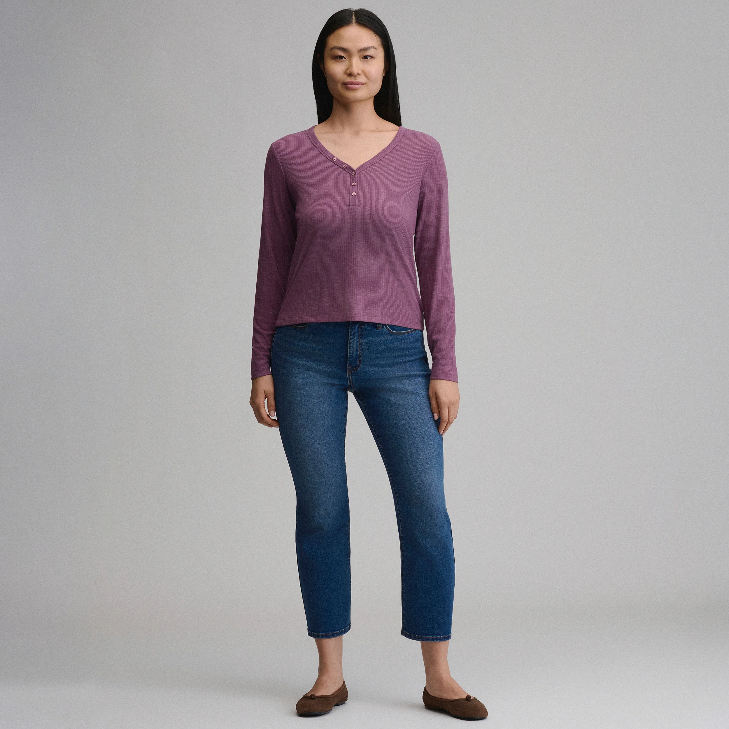 Women's Long-Sleeve Multi Button Henley