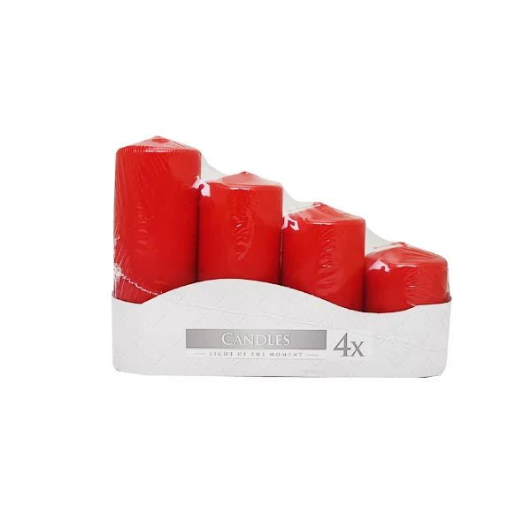 Bispol Pillar Candles Red 4 Pack Asst Si