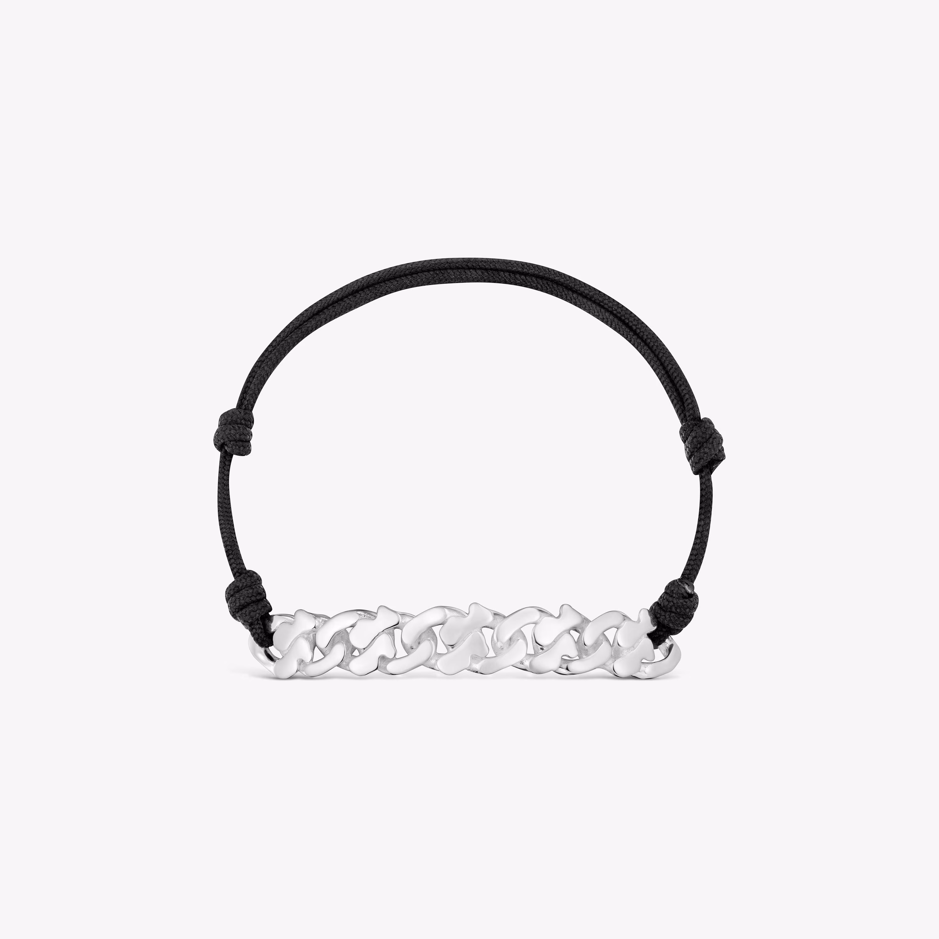 Pulsera cadena de plata y nylon negro Bear's Chain