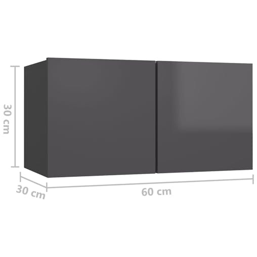 NNEVL TV Cabinets 4 pcs High Gloss Grey 60x30x30 cm Chipboard