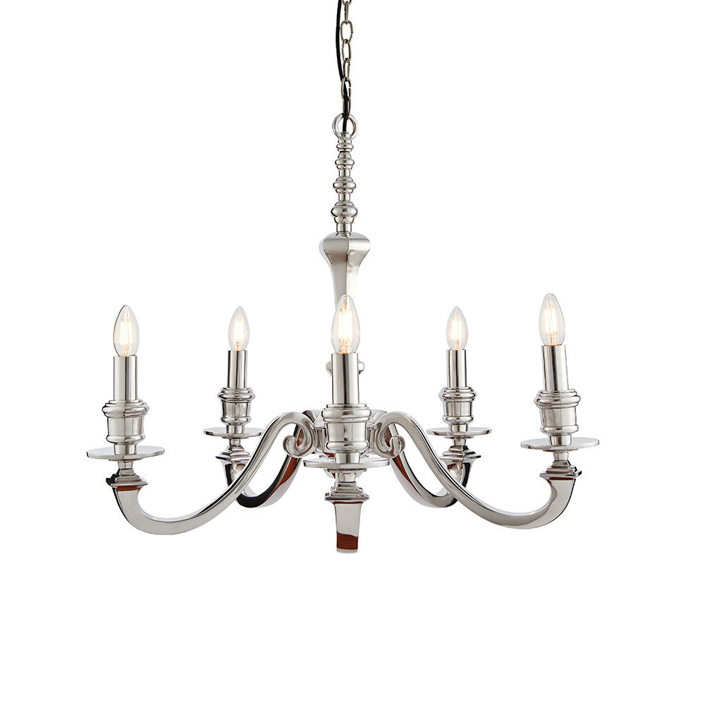 Lampa wisząca FINSBURY świecznikowa polerowane aluminium 5xE14x15W Endon