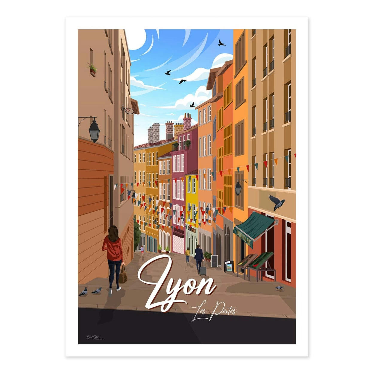 BENOÎT COLLET - LYON LES PENTES - BENOIT COLLET - Affiche d'art 50 x 70 cm