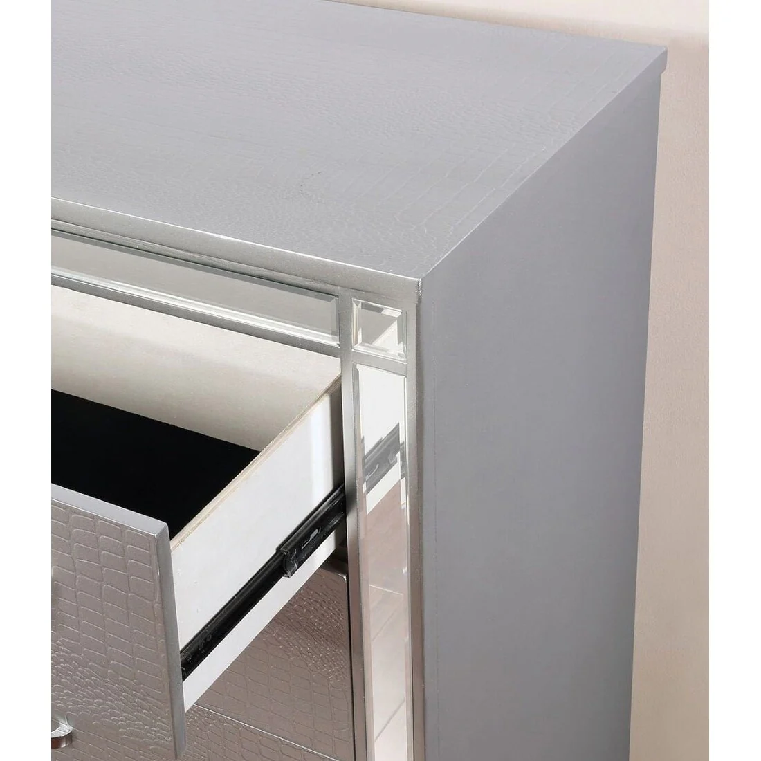 2 Drawers Wooden Drawer with Mirror Trim