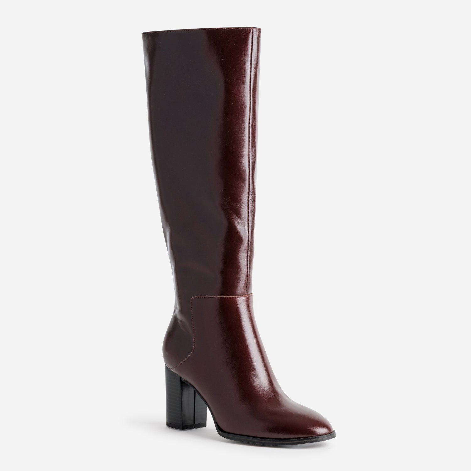 Botte bordeaux cuir à talon