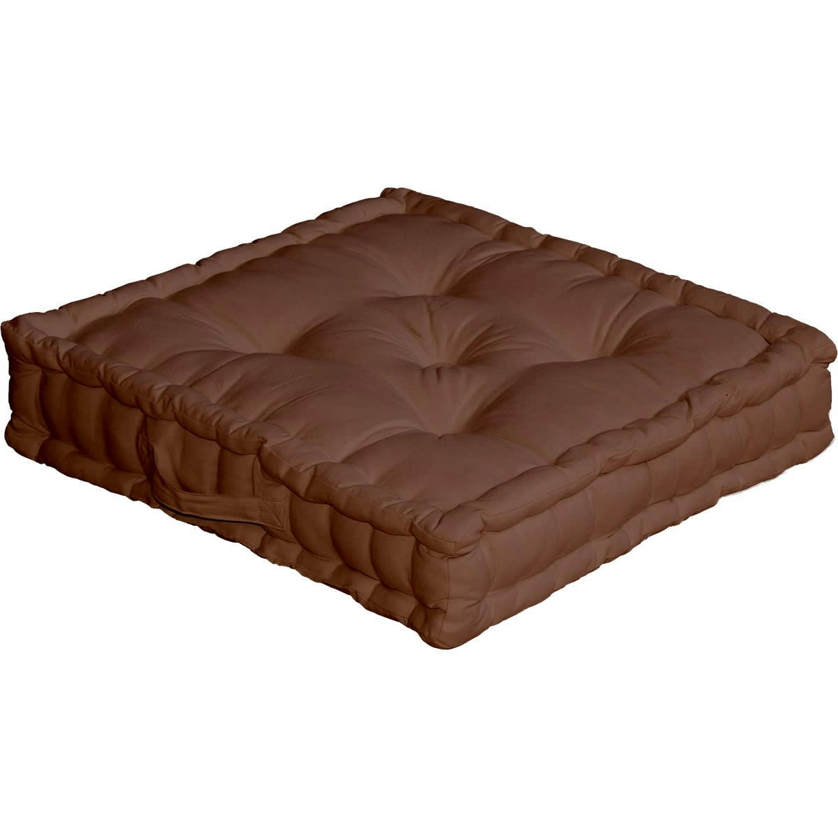 - Coussin de sol uni en coton Chocolat 50x50cm