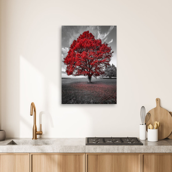 Feeby Obraz na płótnie, Duże Czerwone Drzewo Krajobraz 40x60